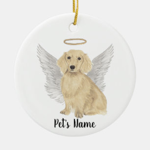 Cream Long Haered Dachshund Sympathy Memorial Keramisch Ornament