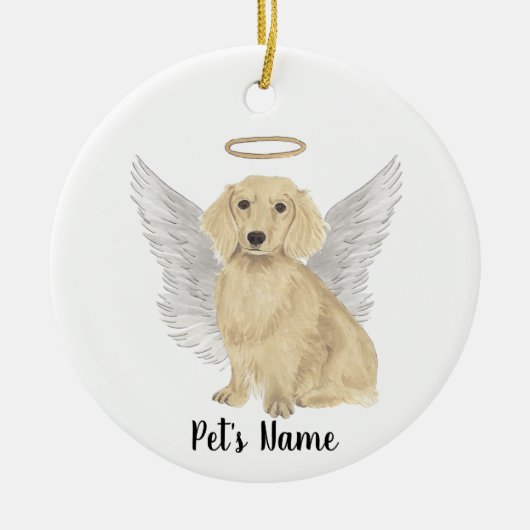 Cream Long Haered Dachshund Sympathy Memorial Keramisch Ornament (Voorkant)