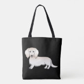 Cream Long Hair Dachshund Cartoon Dog on Black Tote Bag (Achterkant)