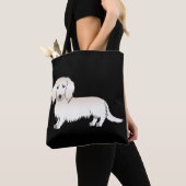 Cream Long Hair Dachshund Cartoon Dog on Black Tote Bag (Dichtbij)