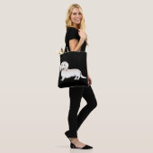Cream Long Hair Dachshund Cartoon Dog on Black Tote Bag (Op model)