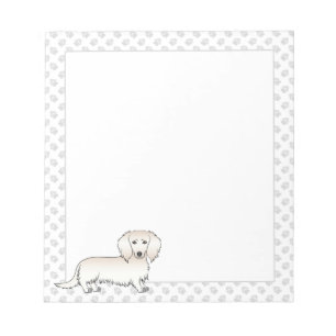 Cream Long Hair Dachshund Cartoon Dog & Paws Notitieblok