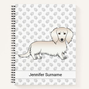 Cream Long Hair Dachshund Cartoon Dog & Text Notitieboek
