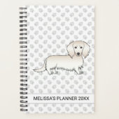 Cream Long Hair Dachshund Cartoon Dog & Text Planner (Voorkant)