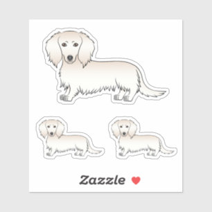 Cream Long Hair Dachshund Cute Cartoon Dog Design Sticker