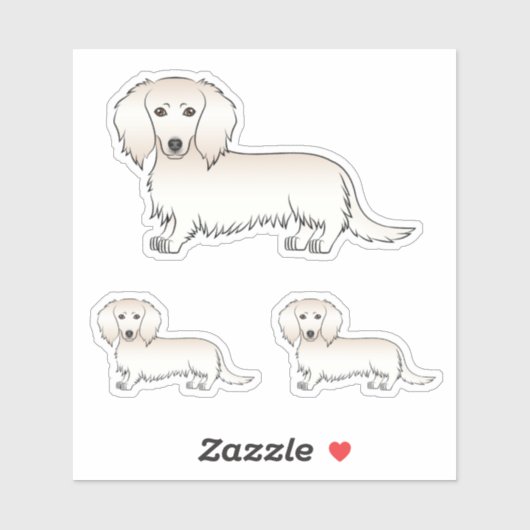 Cream Long Hair Dachshund Cute Cartoon Dog Design Sticker (Vel)