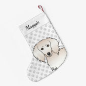 Cream Long Hair Dachshund Cute Cartoon Dog Kleine Kerstsok (Achterkant (Hangend))