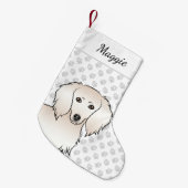 Cream Long Hair Dachshund Cute Cartoon Dog Kleine Kerstsok (Voorkant (Hangend))