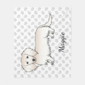 Cream Long Hair Dachshund Cute Cartoon Dog & Name Fleece Deken (Voorkant)
