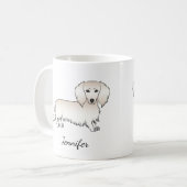Cream Long Hair Dachshund Cute Cartoon Dog & Name Koffiemok (Voorkant links)