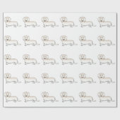 Cream Long Hair Dachshund Cute Cartoon Dog Patroon Cadeaupapier (Vlak)