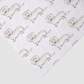 Cream Long Hair Dachshund Cute Cartoon Dog Patroon Tissuepapier (Detail)