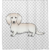 Cream Long Hair Dachshund Cute Cartoon Dog & Paws Douchegordijn (Voorkant)