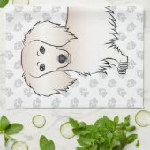Cream Long Hair Dachshund Cute Cartoon Dog & Paws Theedoek (Gevouwen)