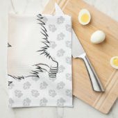 Cream Long Hair Dachshund Cute Cartoon Dog & Paws Theedoek (Quarter Fold)