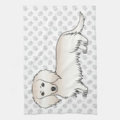 Cream Long Hair Dachshund Cute Cartoon Dog & Paws Theedoek (Verticaal)