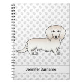 Cream Long Hair Dachshund Cute Cartoon Dog & Text Notitieboek (Voorkant)