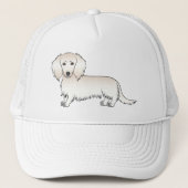 Cream Long Hair Dachshund Cute Cartoon Dog Trucker Pet (Voorkant)