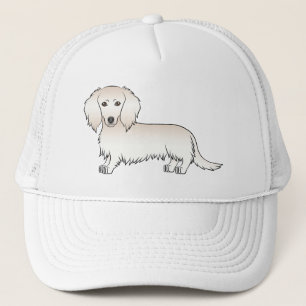 Cream Long Hair Dachshund Cute Cartoon Dog Trucker Pet