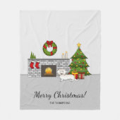 Cream Long Hair Dachshund Cute Dog Kerstmis Room Fleece Deken (Voorkant)