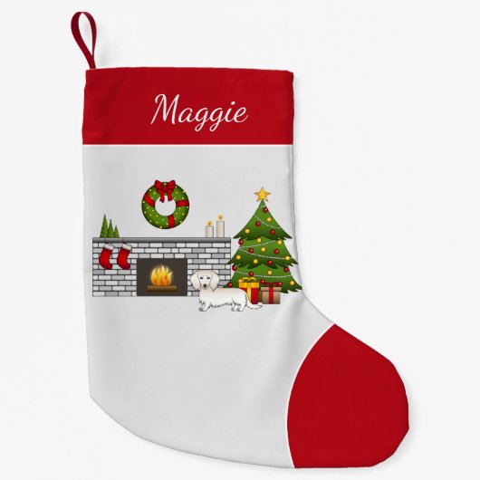 Cream Long Hair Dachshund Cute Dog Kerstmis Room Kleine Kerstsok (Voorkant)