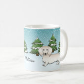 Cream Long Hair Dachshund Cute Dog - Winter Forest Koffiemok (Voorkant rechts)