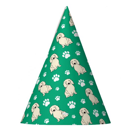 Cream Long-haired Dachshund Feesthoedjes (Links)