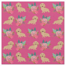 Cream longhaire Dachshund magenta florals