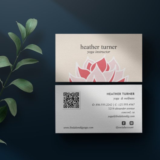 Cream Lotus QR CODE wellness spa massage yoga Visitekaartje