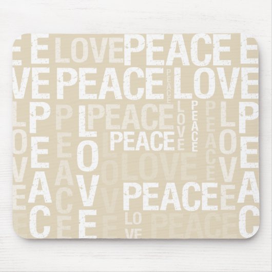 Cream Love Peace Typografie Muismat (Voorkant)