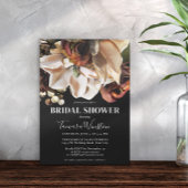 Cream Magnolias Rust Copper Floral Black Shower Kaart