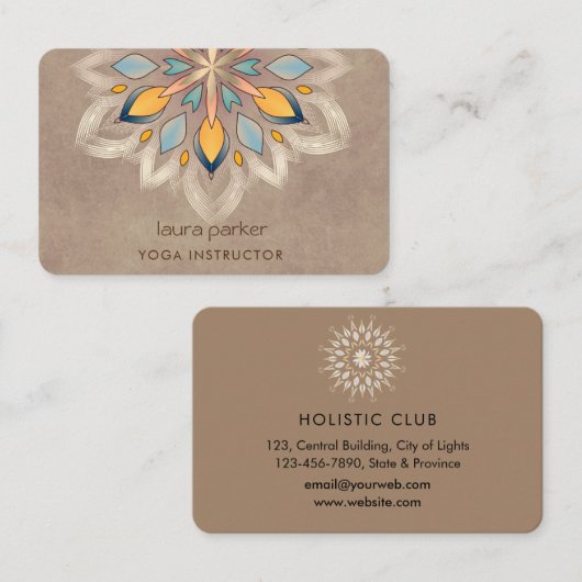 Cream Mandala Holistic Lotus Floral Zen Yoga Visitekaartje (Voorkant / Achterkant)