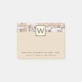 Cream Marble Executive Monogram Post-it® Notes