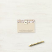 Cream Marble Executive Monogram Post-it® Notes (Op bureau)