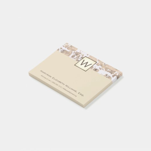 Cream Marble Executive Monogram Post-it® Notes (Schuin)