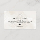Cream Marble Heart Script Custom Business Logo Klantenkaartje (Achterkant)