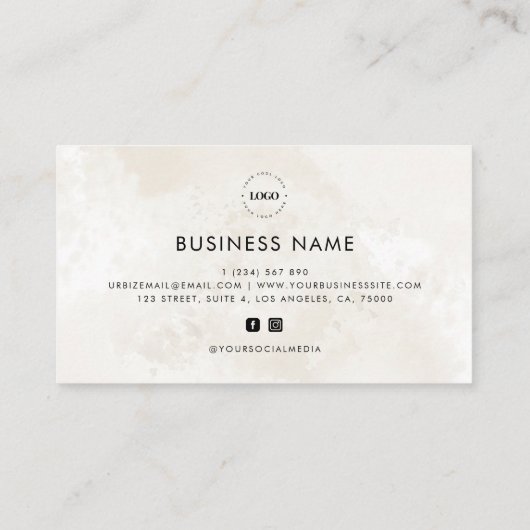 Cream Marble Heart Script Custom Business Logo Klantenkaartje (Achterkant)