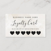 Cream Marble Heart Script Custom Business Logo Klantenkaartje (Voorkant)