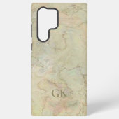 Cream Marble Monogram Samsung Galaxy Hoesje (Achterkant)