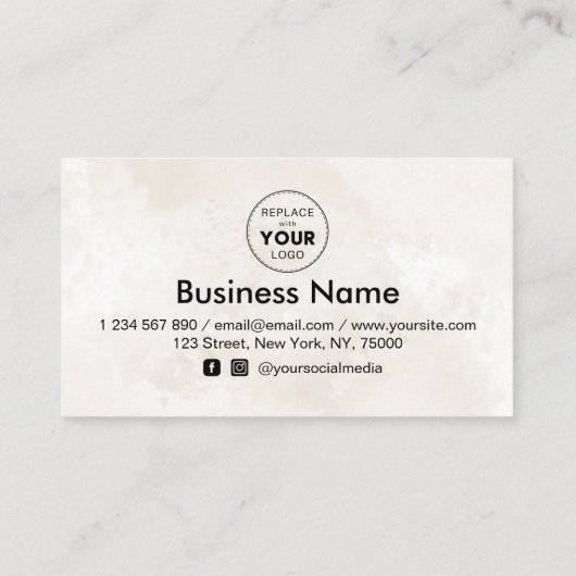 Cream Marmer Voeg je Logo korting toe aan minimaal Klantenkaartje (Achterkant)