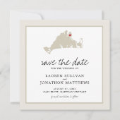 Cream Martha's Vineyard Map Save the Date (Voorkant)