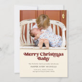 Cream Merry-kerstfeest-Baby bekendmaking Feestdagenkaart (Voorkant)