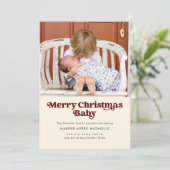 Cream Merry-kerstfeest-Baby bekendmaking Feestdagenkaart (Staand voorkant)