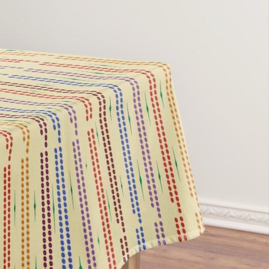 Cream met gestippelde strepen in vele kleuren tafelkleed (Voorbeeld)