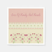 Cream met roze, gedetailleerd patroon servet (Voorkant)