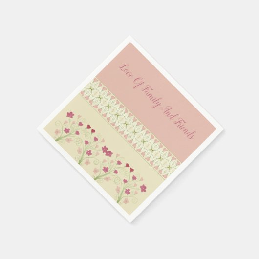 Cream met roze, gedetailleerd patroon servet (Hoek)