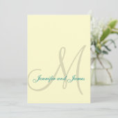 Cream met Turquoise Modern Wedding Invitations Kaart (Staand voorkant)