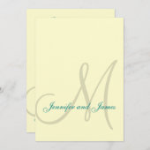 Cream met Turquoise Modern Wedding Invitations Kaart (Voorkant / Achterkant)