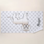 Cream Mini Goldendoedle Cartoon Dog & Name Strandlaken (Voorkant)