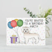 Cream Mini Goldendole Cute Cartoon Dog Birthday Kaart (Staand voorkant)
